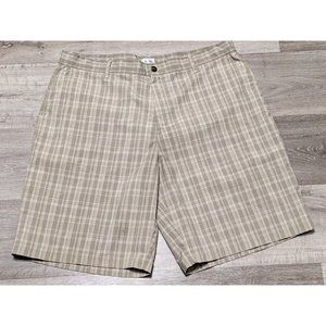 Adidas Men's Performance Plaid Golf Shorts A2E001 Sz. 40 - Beige